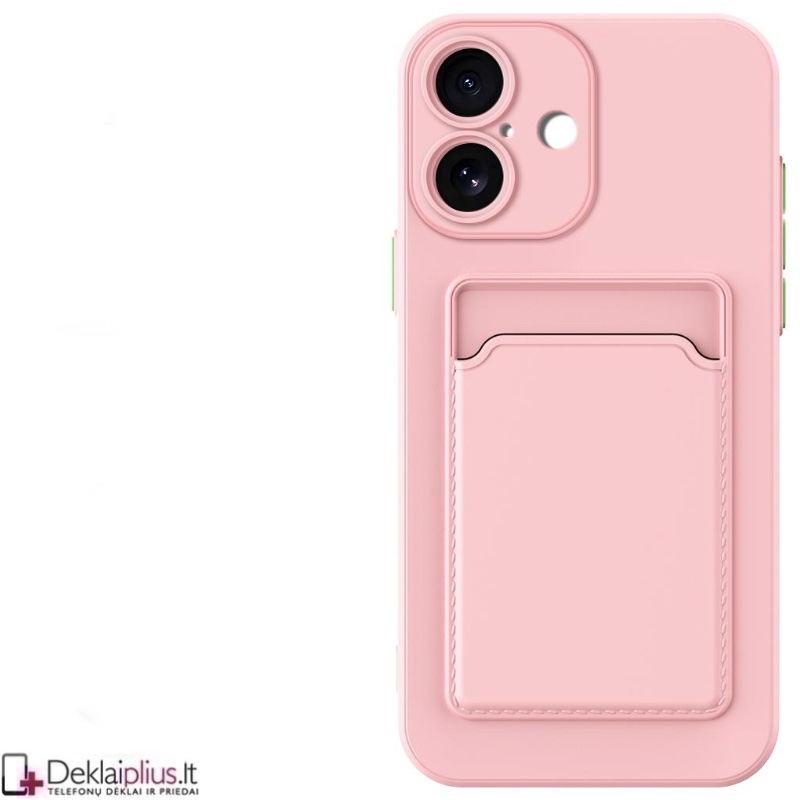 Guminis dėklas su kišenėle - rausvas (Apple Iphone 17) Guminis dėklas su kišenėle - rausvas (Apple Iphone 17)